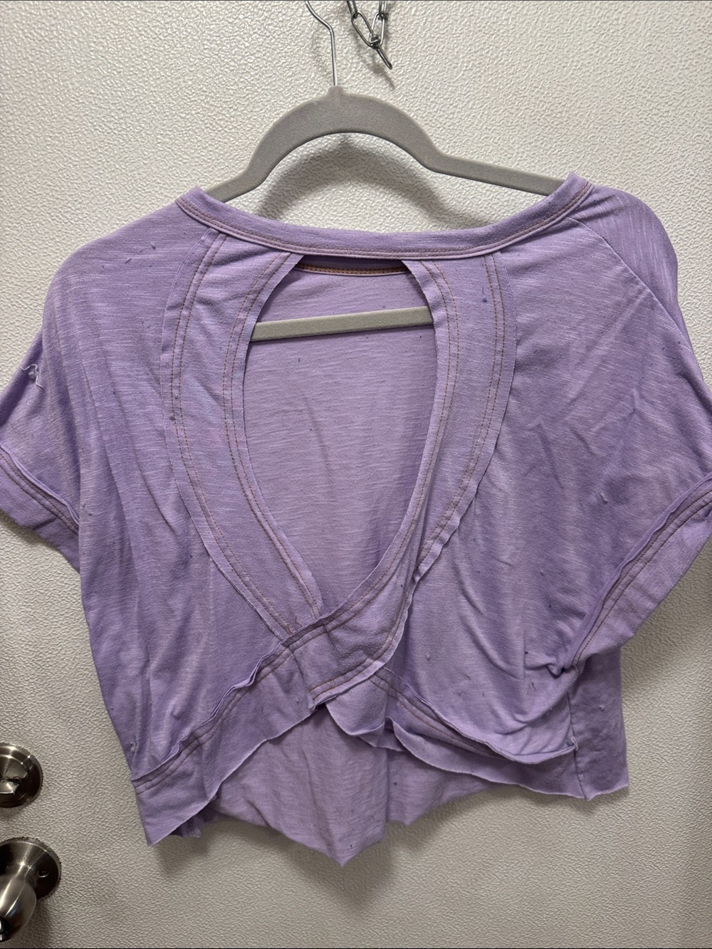 SHEIN Lavender Open-Back Short Sleeve Crop Top